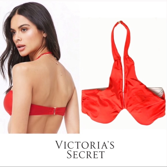 Victoria's Secret Other - Victoria Secret Bandeau Top Red Bikini Halter Swim
